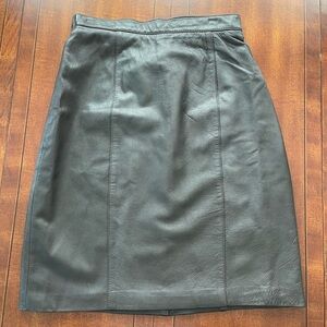 Vintage 90s Tibor Dark Brown Genuine Leather Pencil Skirt Women Size 10
